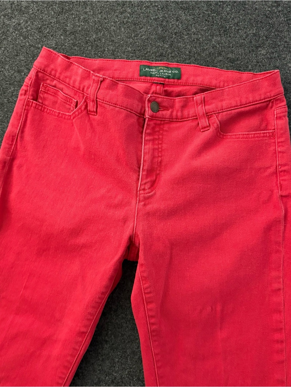 Lauren Jeans Co. LRL Women’s Petite 10 Red Denim Classic Straight Colorful Pants